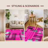 Ultra Soft Area Rug, Non Slip, Stain Resistant, Washable Area Rugs for Living Room, Bedroom, Bold Modern Striped Decorative Element(Pink)
