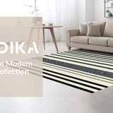 Ultra Soft Area Rug, Non Slip, Stain Resistant, Washable Area Rugs for Living Room, Bedroom, Artistic Contemporary Striped Visual(Beige)