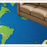 Ultra Soft Area Rug, Non Slip, Stain Resistant, Washable Area Rugs for Living Room, Bedroom, Vibrant Satellite World Map Design(Blue)