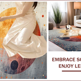 Ultra Soft Area Rug, Non Slip, Stain Resistant, Washable Area Rugs for Living Room, Bedroom, Boho Moon Phase Witch(Orange)
