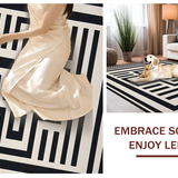 Ultra Soft Area Rug, Non Slip, Stain Resistant, Washable Area Rugs for Living Room, Bedroom, Contemporary Abstract Lattice Aesthetic(Black)