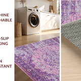 Ultra Soft Area Rug, Non Slip, Stain Resistant, Washable Area Rugs for Living Room, Bedroom, Trendy Geometric Purple Harmony(Pink)