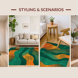 Ultra Soft Area Rug, Non Slip, Stain Resistant, Washable Area Rugs for Living Room, Bedroom, Dynamic Abstract Animal Pattern(Green)