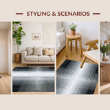 Ultra Soft Area Rug, Non Slip, Stain Resistant, Washable Area Rugs for Living Room, Bedroom, Serene Earthy Trellis Vibe(Black)