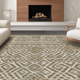 Ultra Soft Area Rug, Non Slip, Stain Resistant, Washable Area Rugs for Living Room, Bedroom, Stylish Tan Tiled Pattern Rug(Brown)