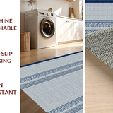 Ultra Soft Area Rug, Non Slip, Stain Resistant, Washable Area Rugs for Living Room, Bedroom, Luxurious Navy Tiled Arrangement(White)