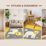 Ultra Soft Area Rug, Non Slip, Stain Resistant, Washable Area Rugs for Living Room, Bedroom, Engaging Round Safari Decor(Yellow)