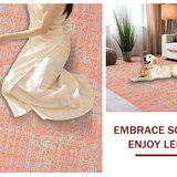 Ultra Soft Area Rug, Non Slip, Stain Resistant, Washable Area Rugs for Living Room, Bedroom, Chic Minimalist Ogee Pattern(Orange)