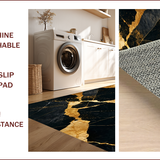 Ultra Soft Area Rug, Non Slip, Stain Resistant, Washable Area Rugs for Living Room, Bedroom, Modern Abstract Black Gold Living Room Carpet(Black)