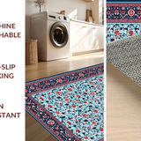 Ultra Soft Area Rug, Non Slip, Stain Resistant, Washable Area Rugs for Living Room, Bedroom, Serene Outdoor Multicolor Botanical Style(Blue)