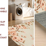 Ultra Soft Area Rug, Non Slip, Stain Resistant, Washable Area Rugs for Living Room, Bedroom, Whimsical Plush Botanical Charm(Beige)