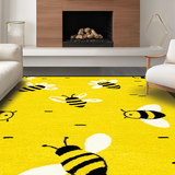 Ultra Soft Area Rug, Non Slip, Stain Resistant, Washable Area Rugs for Living Room, Bedroom, Joyful Garden-Inspired Round Mat(Yellow)