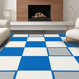 Ultra Soft Area Rug, Non Slip, Stain Resistant, Washable Area Rugs for Living Room, Bedroom, Dynamic Pastel Hopscotch Design(Blue)