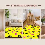 Ultra Soft Area Rug, Non Slip, Stain Resistant, Washable Area Rugs for Living Room, Bedroom, Vibrant Playful Paw Print Motif(Yellow)