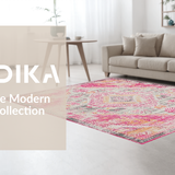 Ultra Soft Area Rug, Non Slip, Stain Resistant, Washable Area Rugs for Living Room, Bedroom, Vibrant Boho Lattice Creation(Pink)
