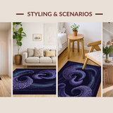 Ultra Soft Area Rug, Non Slip, Stain Resistant, Washable Area Rugs for Living Room, Bedroom, Deep Sea Creature Tentacle Carpet With Artistic Swirl Pattern For Home(Purple)