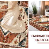 Ultra Soft Area Rug, Non Slip, Stain Resistant, Washable Area Rugs for Living Room, Bedroom, Warm Rust Geometric Artistry(Brown)