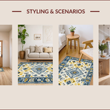 Ultra Soft Area Rug, Non Slip, Stain Resistant, Washable Area Rugs for Living Room, Bedroom, Elegant Abstract Cream Palette(White)