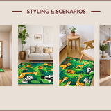 Ultra Soft Area Rug, Non Slip, Stain Resistant, Washable Area Rugs for Living Room, Bedroom, Jungle Animals Nursery Rug(Green)