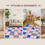 Ultra Soft Area Rug, Non Slip, Stain Resistant, Washable Area Rugs for Living Room, Bedroom, Playful Interactive Hopscotch Aesthetic(Pink)