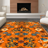 Ultra Soft Area Rug, Non Slip, Stain Resistant, Washable Area Rugs for Living Room, Bedroom, Unique Tibetan Inspired Color Fusion(Orange)
