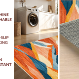 Ultra Soft Area Rug, Non Slip, Stain Resistant, Washable Area Rugs for Living Room, Bedroom, Dynamic Playful Multi-Tonal Design(Orange)