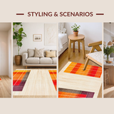 Ultra Soft Area Rug, Non Slip, Stain Resistant, Washable Area Rugs for Living Room, Bedroom, Playful Geometric Color Burst Design(Orange)