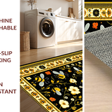 Ultra Soft Area Rug, Non Slip, Stain Resistant, Washable Area Rugs for Living Room, Bedroom, Joyful Colorful Floral Medley(Black)