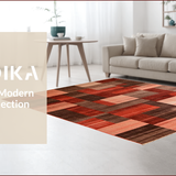 Ultra Soft Area Rug, Non Slip, Stain Resistant, Washable Area Rugs for Living Room, Bedroom, Rustic Multi-Hued Geometric Design(Red)