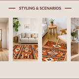 Ultra Soft Area Rug, Non Slip, Stain Resistant, Washable Area Rugs for Living Room, Bedroom, Boho Aztec Distressed(Orange)