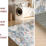 Ultra Soft Area Rug, Non Slip, Stain Resistant, Washable Area Rugs for Living Room, Bedroom, Elegant Earthy Palette Floral Style(Gray)
