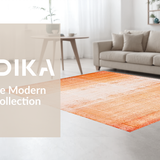 Ultra Soft Area Rug, Non Slip, Stain Resistant, Washable Area Rugs for Living Room, Bedroom, Elegant Ombre Gradient Rug Distressed Textured Look Fine Geometric Lines(Orange)