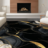 Ultra Soft Area Rug, Non Slip, Stain Resistant, Washable Area Rugs for Living Room, Bedroom, Modern Chic Abstract Elements(Black)
