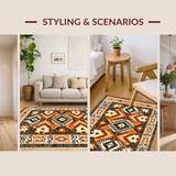 Ultra Soft Area Rug, Non Slip, Stain Resistant, Washable Area Rugs for Living Room, Bedroom, Unique Striped Minimalist Appeal(Orange)