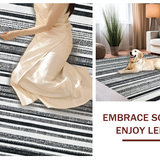 Ultra Soft Area Rug, Non Slip, Stain Resistant, Washable Area Rugs for Living Room, Bedroom, Bold Black & White Runner(Black)