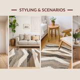 Ultra Soft Area Rug, Non Slip, Stain Resistant, Washable Area Rugs for Living Room, Bedroom, Trendy Warm Tones Weave(Beige)