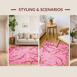 Ultra Soft Area Rug, Non Slip, Stain Resistant, Washable Area Rugs for Living Room, Bedroom, Lush Pastel Blossom Patterns(Pink)