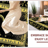 Ultra Soft Area Rug, Non Slip, Stain Resistant, Washable Area Rugs for Living Room, Bedroom, Elegant Black and Gold Print(Black)