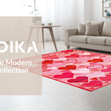 Ultra Soft Area Rug, Non Slip, Stain Resistant, Washable Area Rugs for Living Room, Bedroom, Charming Heart-Shaped Rustic Motif(Pink)