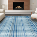 Ultra Soft Area Rug, Non Slip, Stain Resistant, Washable Area Rugs for Living Room, Bedroom, Rustic Gray Plaid Charm(Blue)