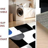 Ultra Soft Area Rug, Non Slip, Stain Resistant, Washable Area Rugs for Living Room, Bedroom, Sleek Monochrome Abstract Motif(Black)