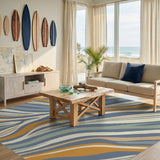 Abstract Wave Blue Orange Area Rug