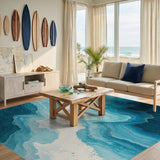 Blue and Teal Abstract Area Blue Teal Wave Abstract Area Rug