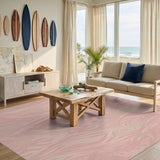 Pink Organic Foliage Washable Area Rug