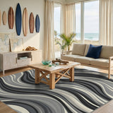 Grey Wavy Grey Wavy Abstract Area Rug