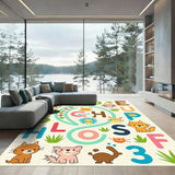 Cute Alphabet Animals Playful Composition Rug