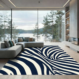 Bold Navy Cream Zebra Stripes Rug