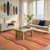 Orange Wavy Dotted Boho Area Rug