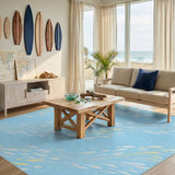 Blue Fish Shoal Washable Area Rug