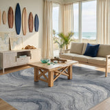 Blue Grey Marble Swirl Area Rug